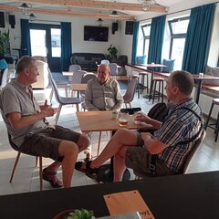 Pepa Ostřanský, Miloš Čuřík, Mikoláš Chadima před koncertem