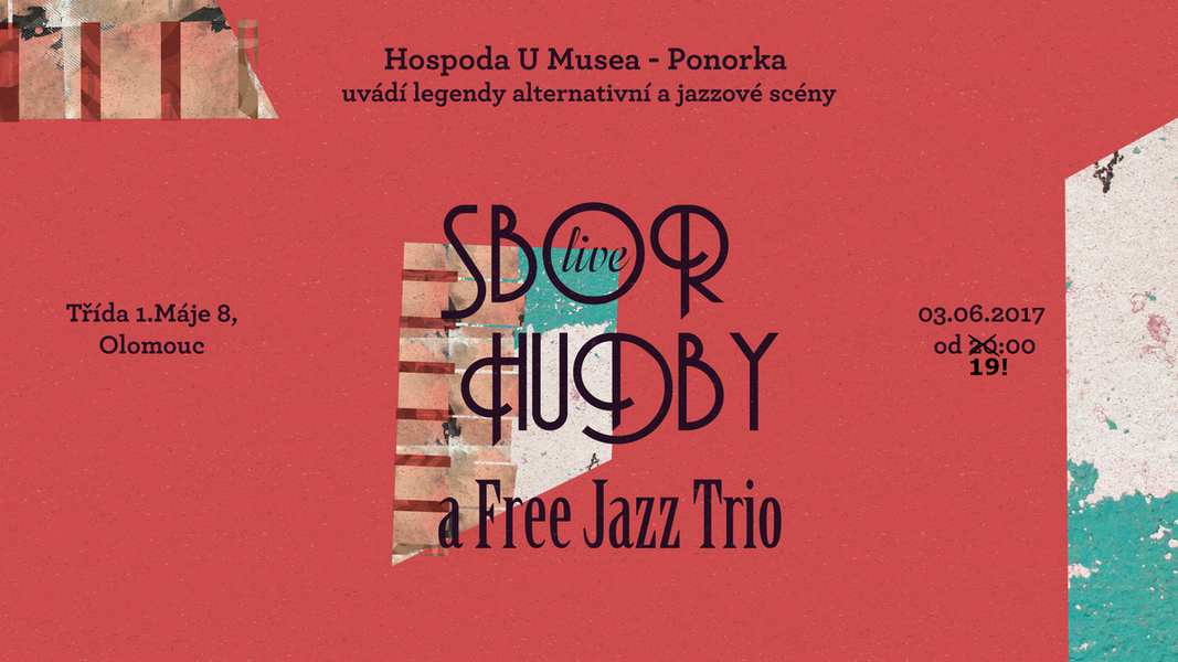 Pozvánka na koncert Sboru hudby a Free Jazz Tria, Ponorka Olomouc, 3.6.2017